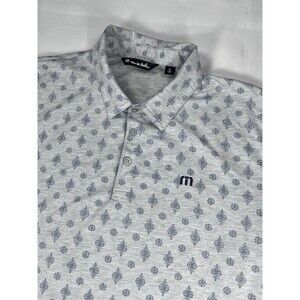 Travis Mathew Gray Medallion Print Polo Shirt Size XL